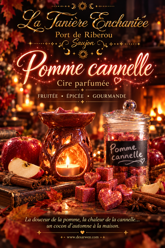 Cire parfumée Pomme cannelle — fondants et ambiance parfumée, La Tanière Enchantée