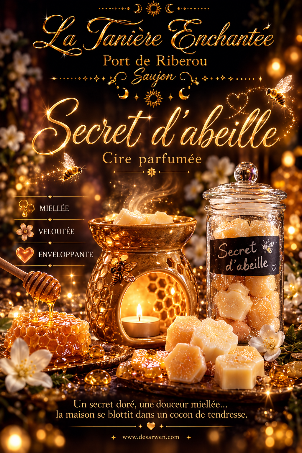 Cire parfumée Secret d’abeille — fondants et ambiance parfumée, La Tanière Enchantée