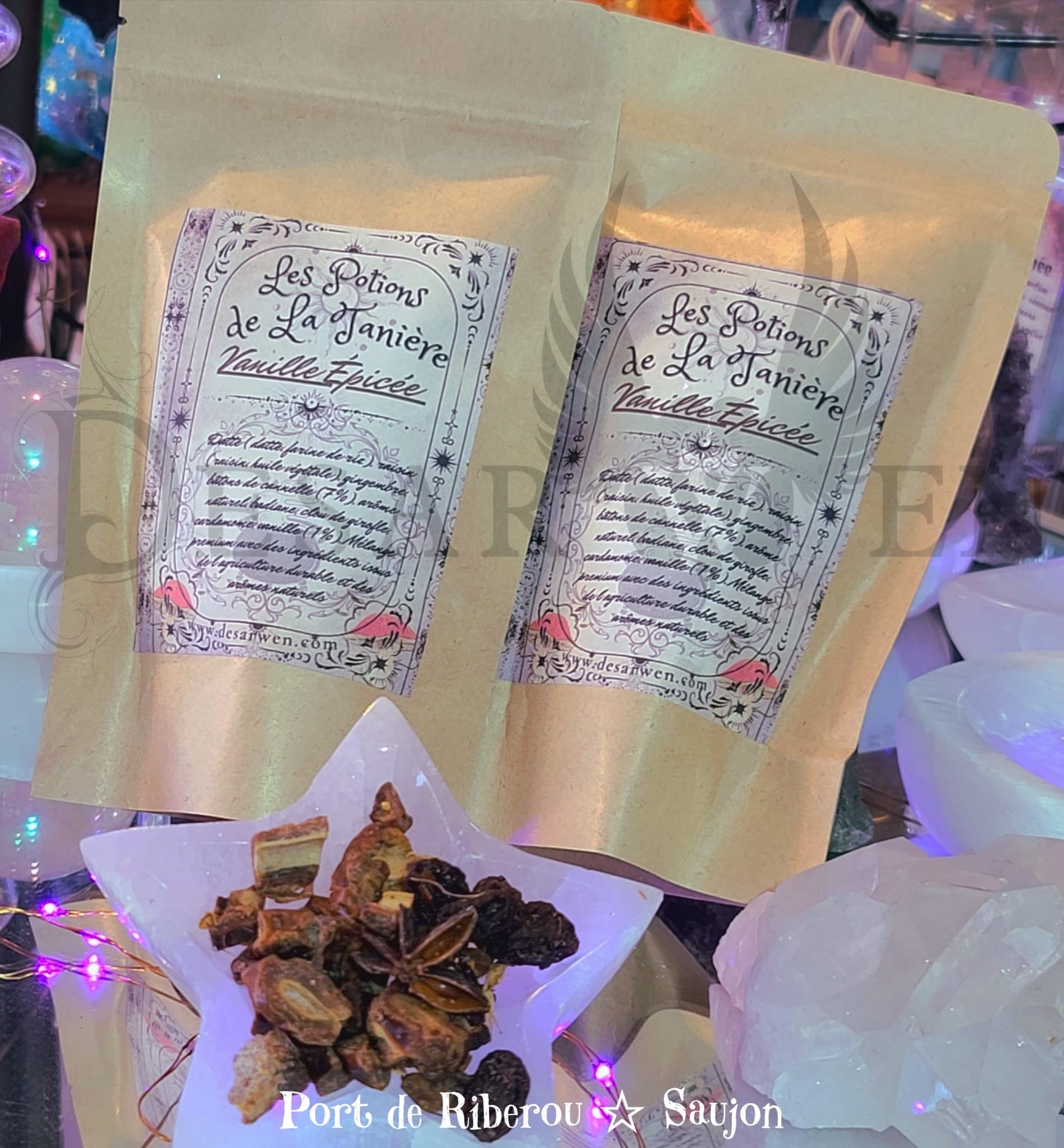 Herbal tea Cleopatra's potion date verbena passionflower guarana rose petal