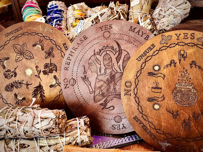Wooden Moon Sun Ouija Pendulum Board Size S