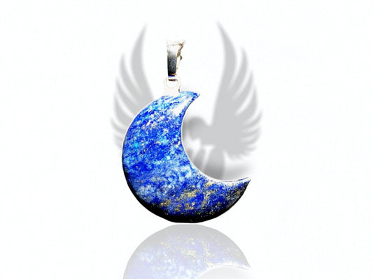 Crescent moon pendant stone lapis lazuli labradorite amethyst