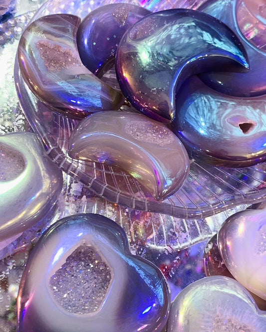 Lune druzy en agate Aura angel