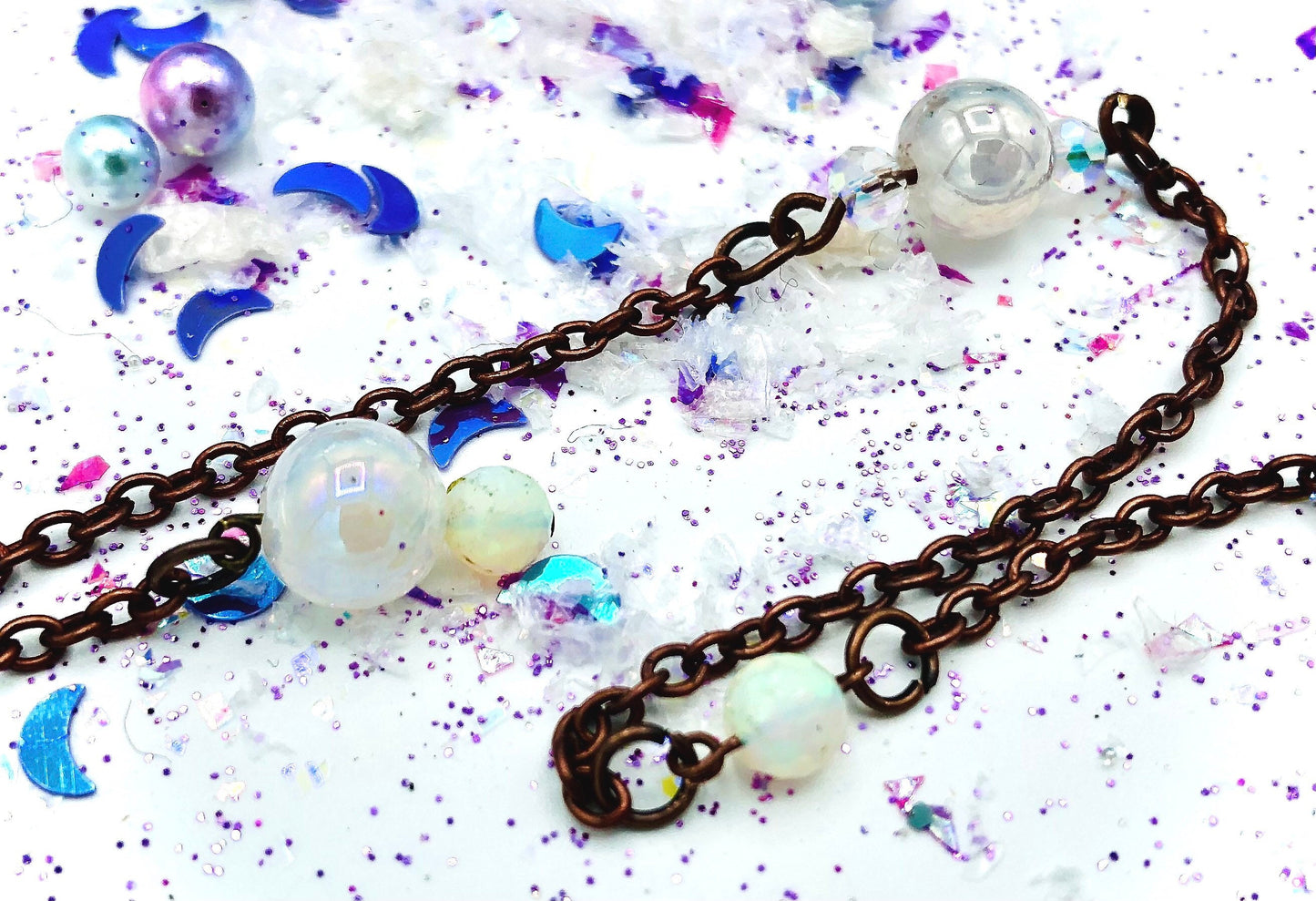 Pendule cristal aura et opales éthiopiennes