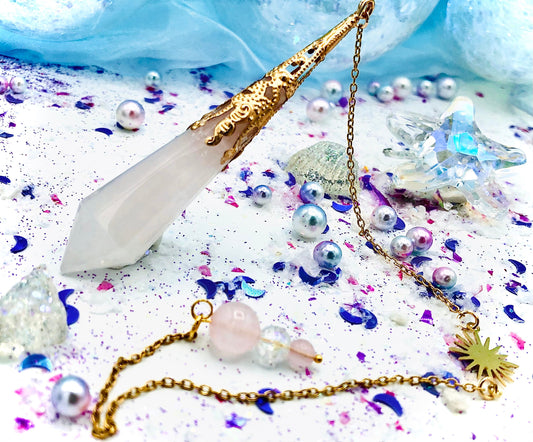 Pendule Quartz rose et aura