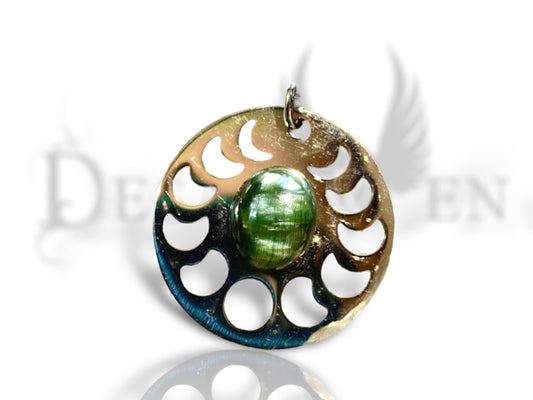 Seraphinite stainless steel moonphase pendant