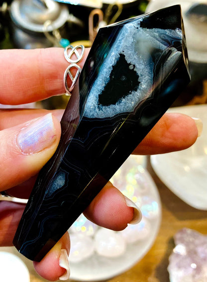 Pointe onyx agate noire
