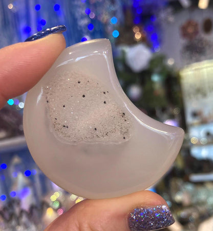 moon in druzy agate