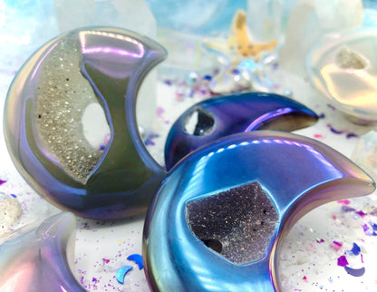 Druzy Mond in Aura Engel Achat