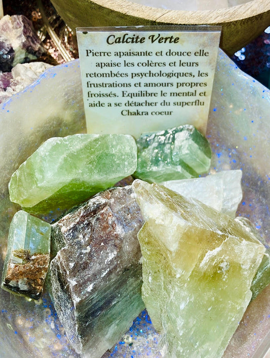 Green calcite raw stone