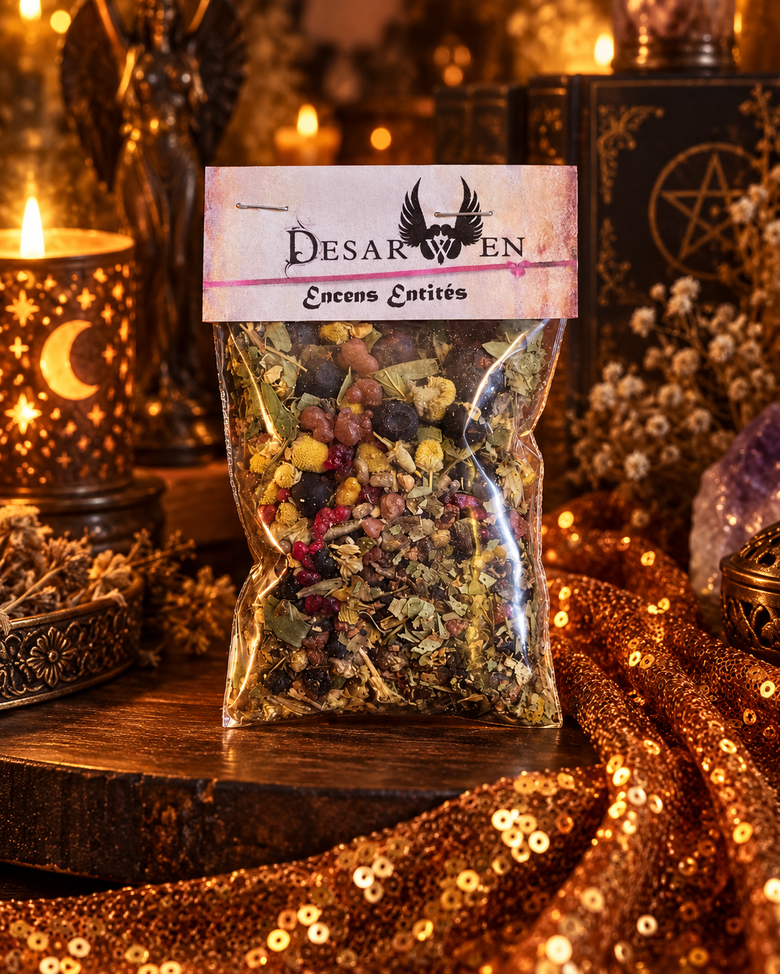 Encens rituel Entité Desarwen — sachet artisanal pour purification profonde, protection et sacralisation