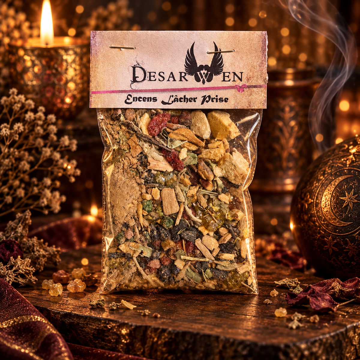 Encens rituel Lâcher-prise Desarwen — sachet artisanal en grains, résines et végétaux