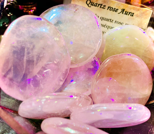 rose quartz pebbles aura angel