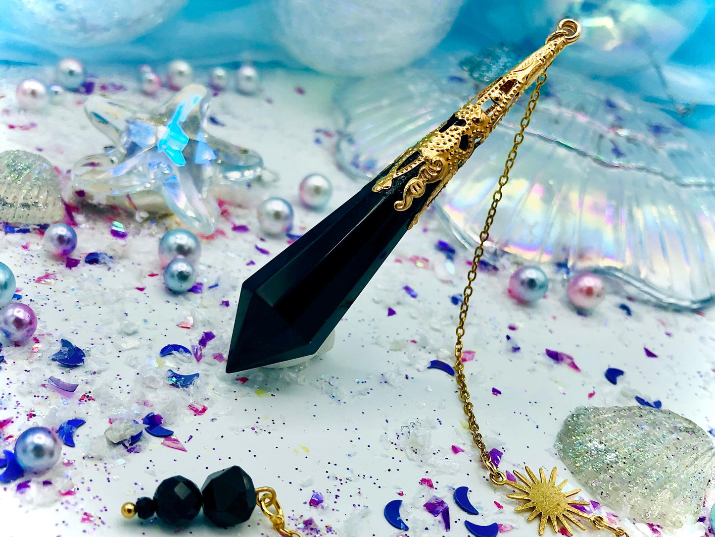 Pendule obsidienne  et onyx