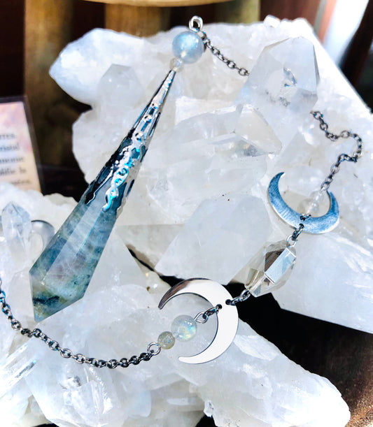 Pendule labradorite divination triple lune