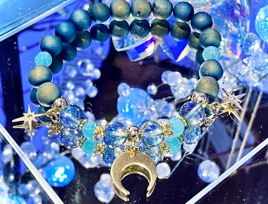 Aqua aura amazonite anti stress bracelet