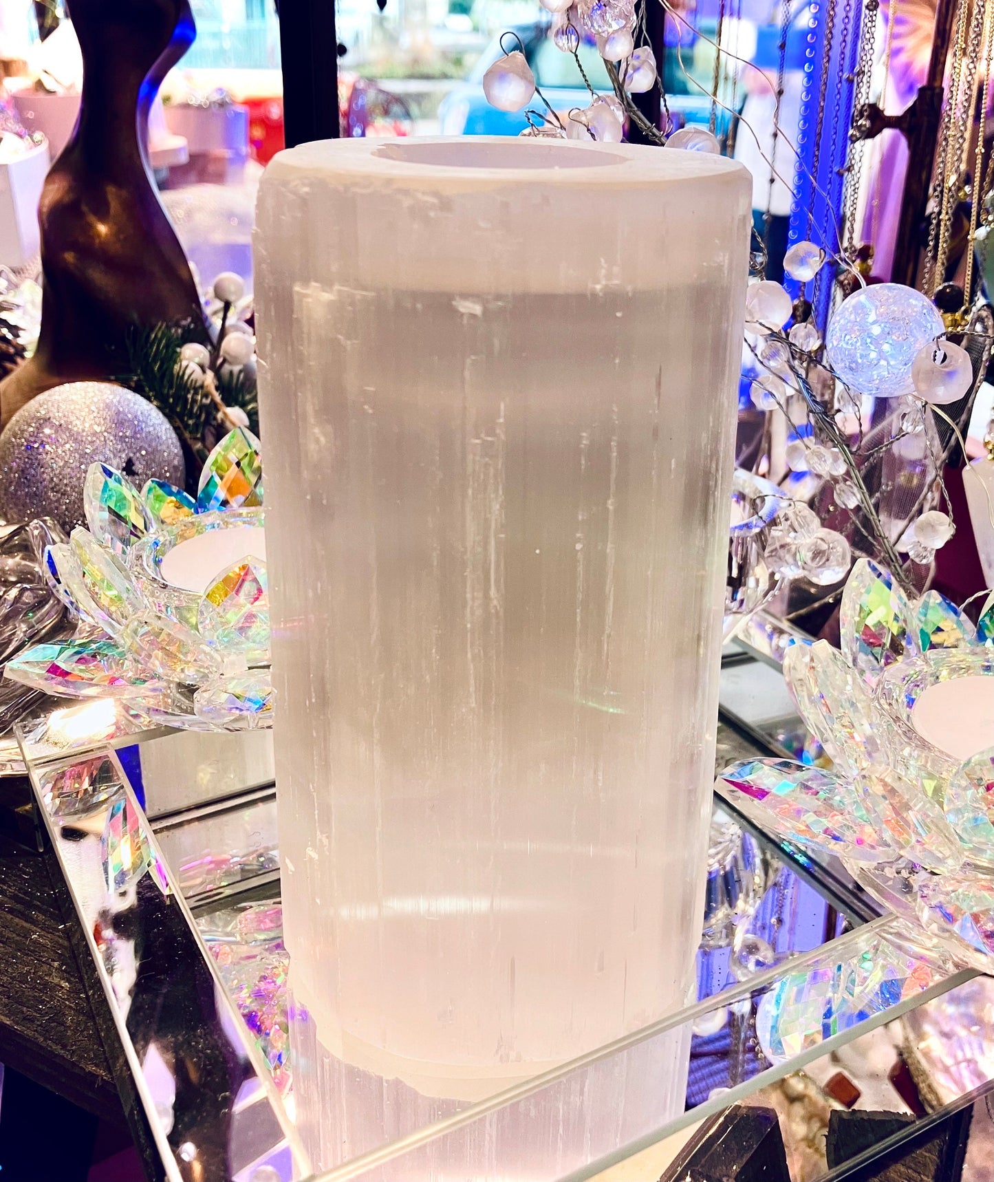 Lampe usb en bougeoir de selenite