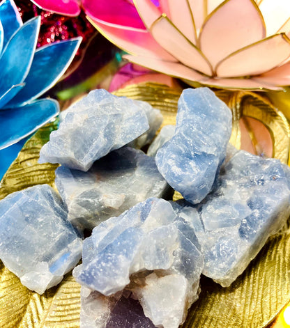 Blue calcite rough stone