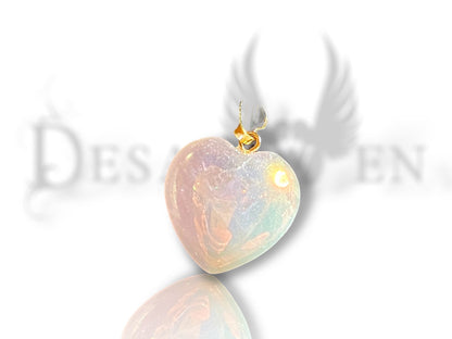 Angel Aura Rose Quartz Crystal Heart Pendant