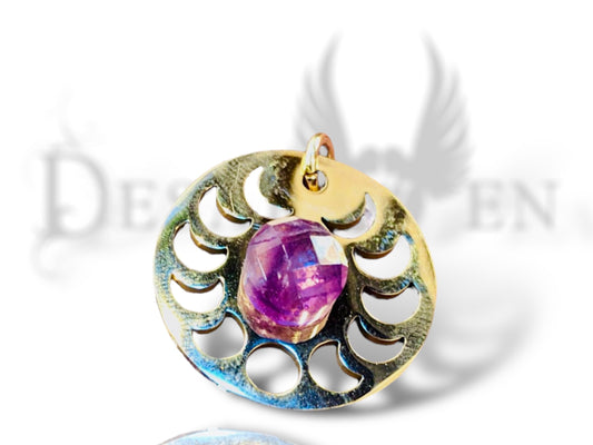 Amethyst stainless steel moonphase pendant