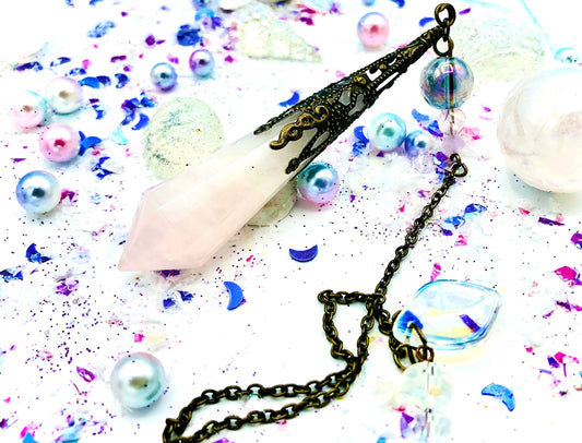 Pendule  quartz rose et aura