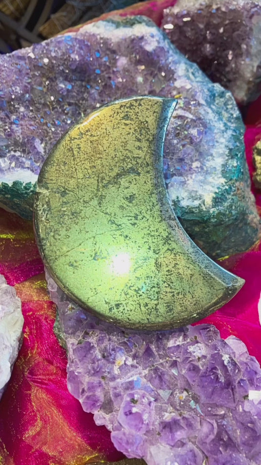 Crescent Moon in Pyrite Stone