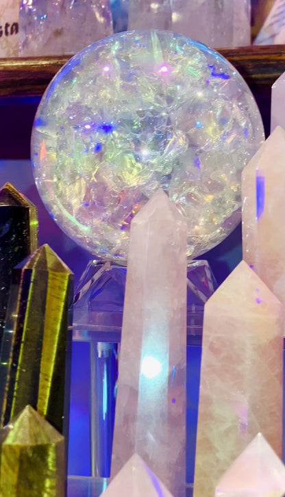Sphère de cristal craquelé aura angel