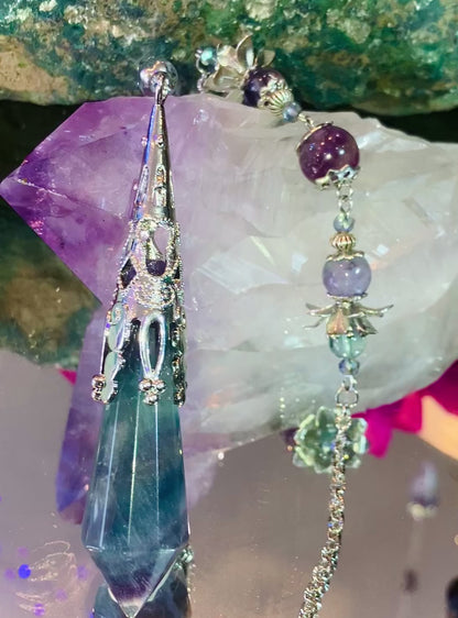 Pendule unique exceptionnel fluorite bleue