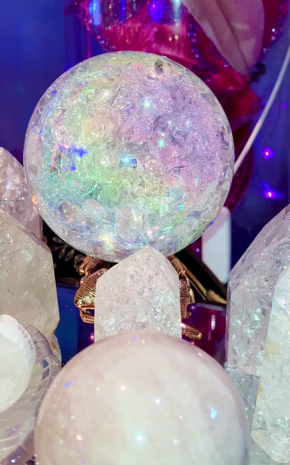 Sphère de cristal craquelé aura angel