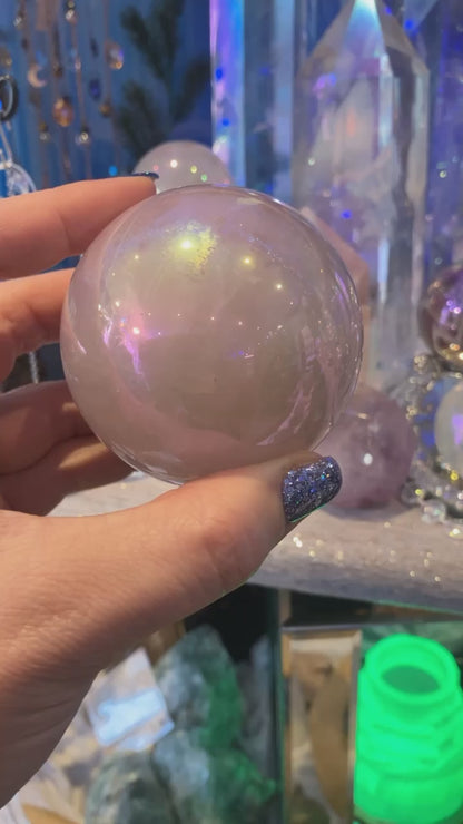 Sphère de quartz rose aura angel