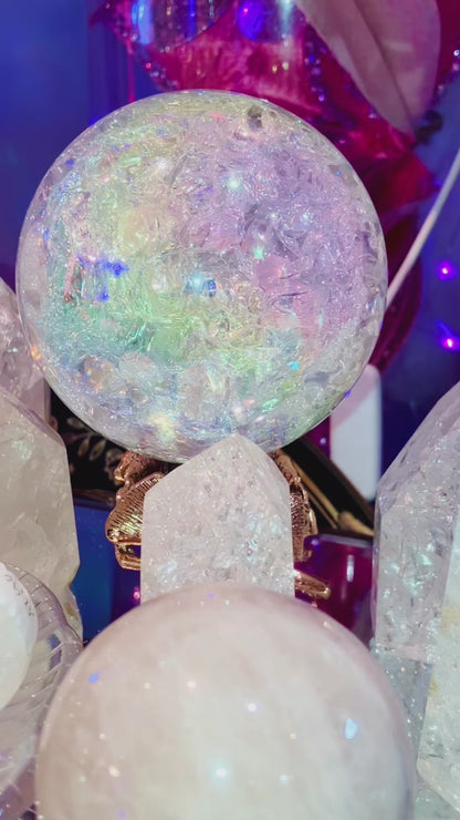 Sphère de cristal craquelé aura angel
